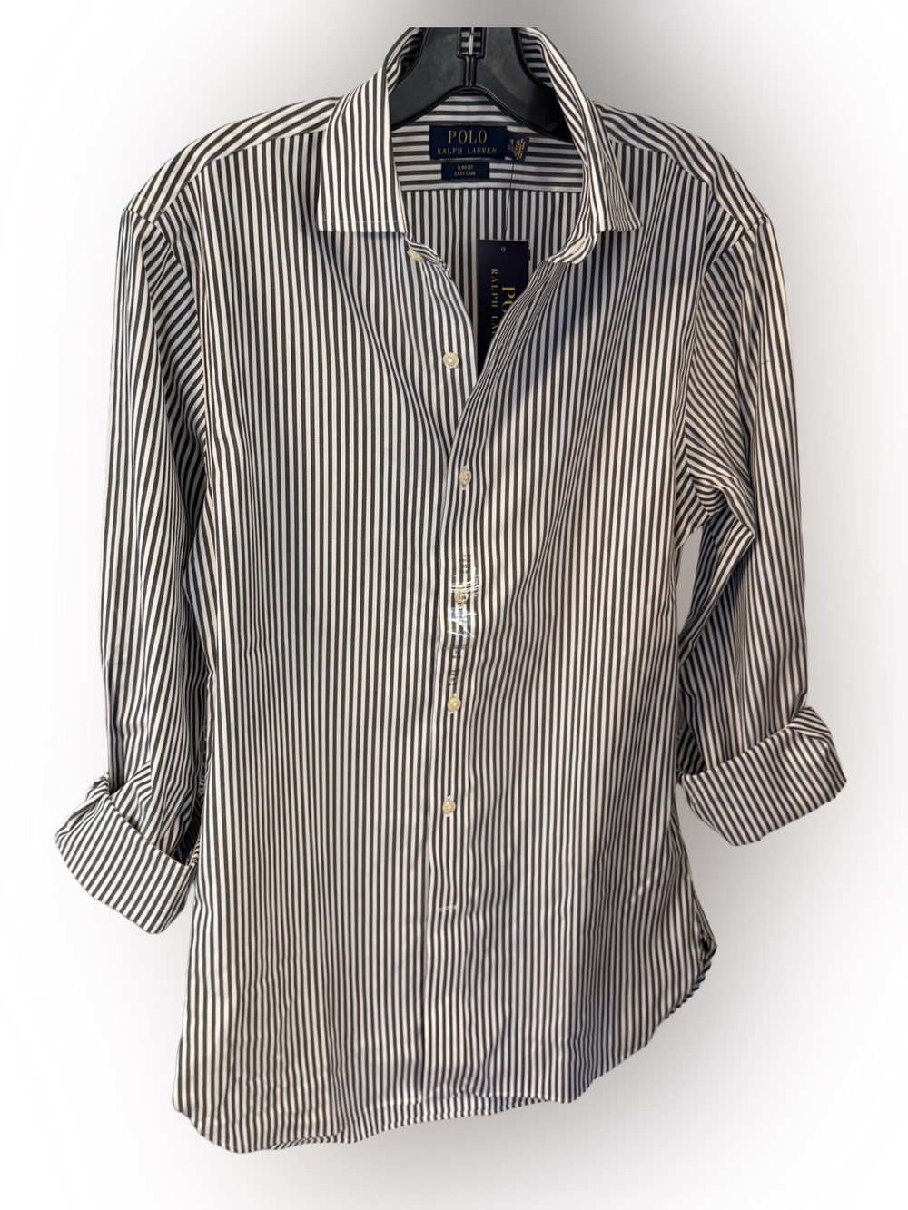 Polo Ralph Lauren Unisex Button Down Shirt Black/white Stripe Men’s 15 Women’s M